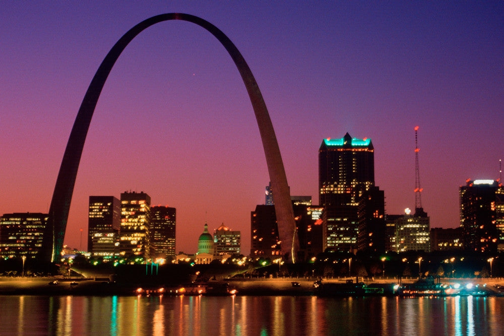 St. Louis Skyline at Night Fine Art Print | Posterazzi