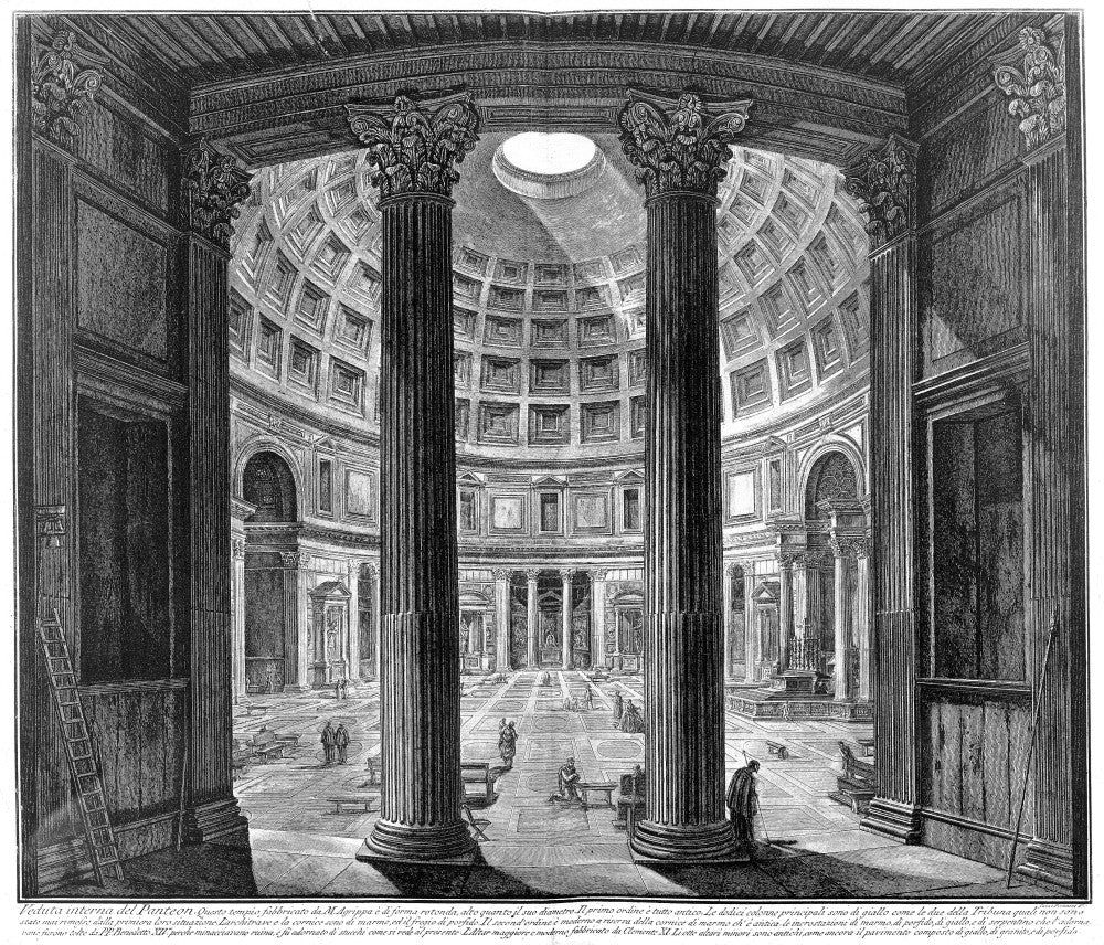 Interior of the Pantheon in Rome - Etching by Giovanni Battista Piranesi