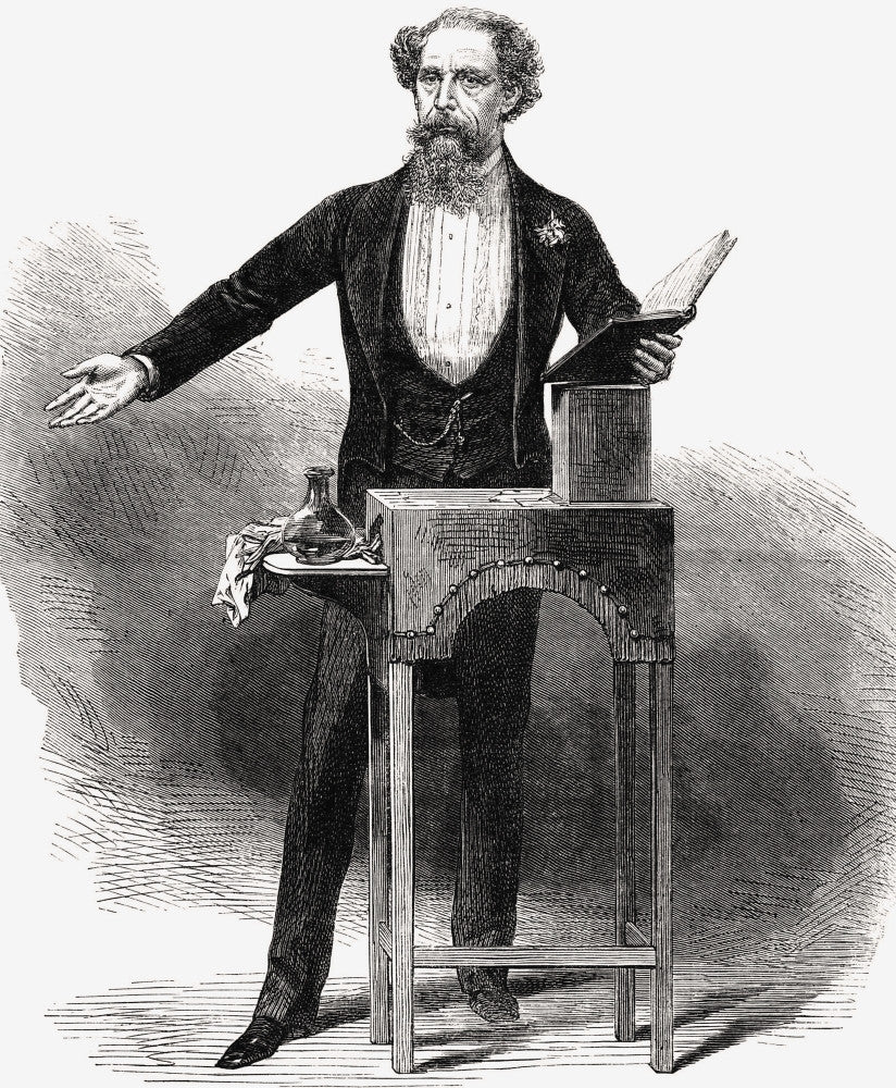 Charles Dickens Reading Drawing Fine Art Print by George C. Leighton