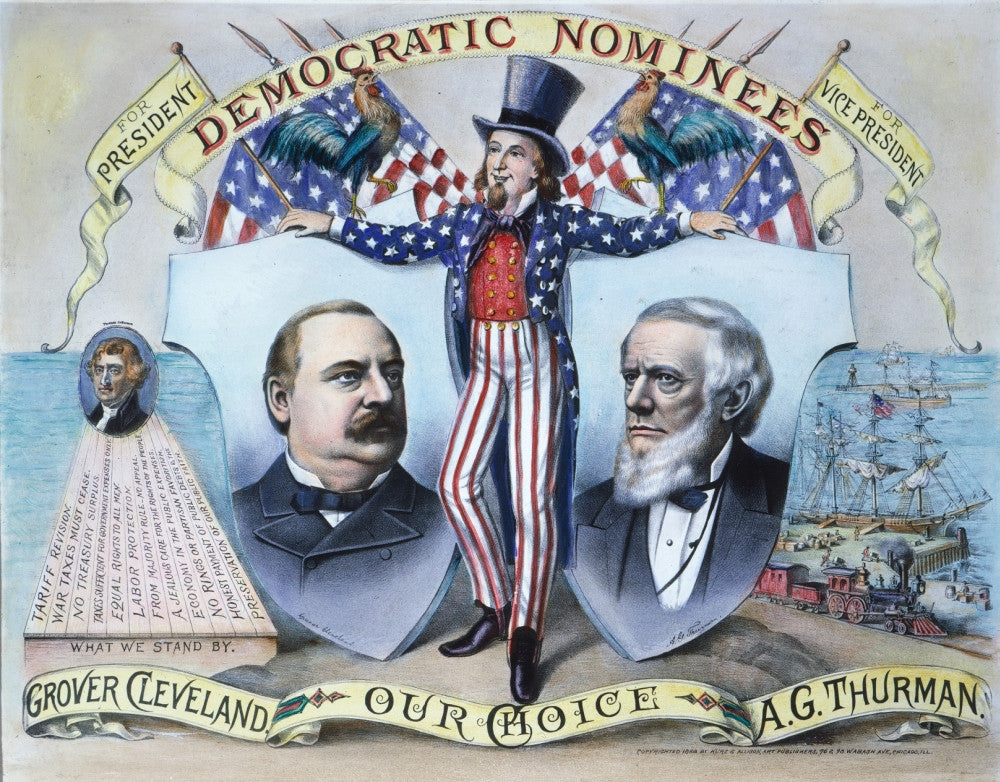 Presidential Campaign 1888 Lithograph Poster Print by Kurz & Allison