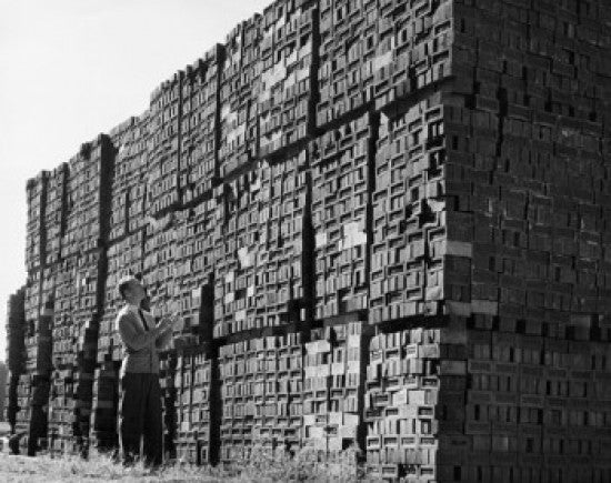 Man Examining Bricks in a Brickyard Fine Art Print