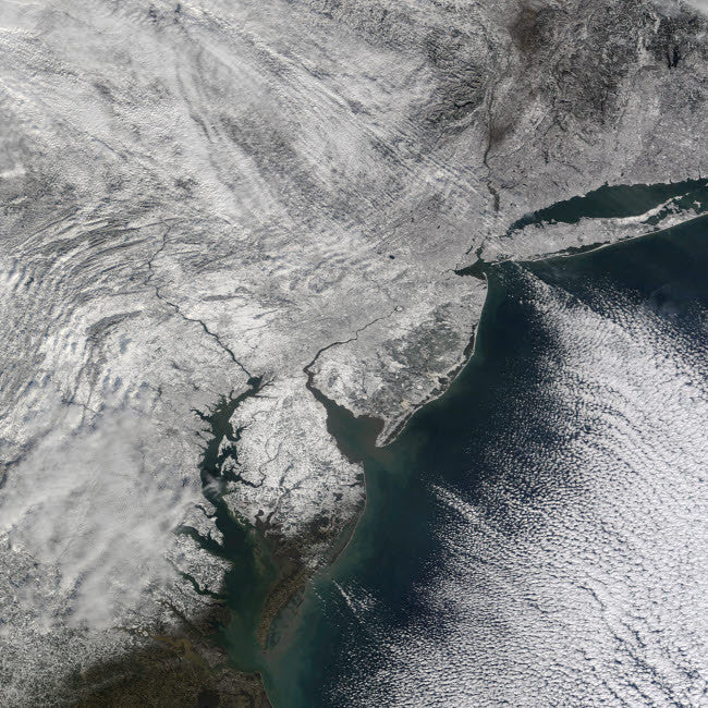 Nor'easter Snow Storm Satellite View Fine Art Print by Stocktrek Images