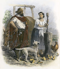 Argentina Gaucho and Girl Steel Engraving Fine Art Print (C1870)