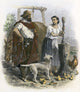 Argentina Gaucho and Girl Steel Engraving Fine Art Print (C1870)