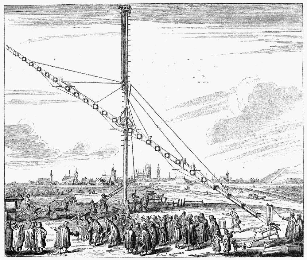 Hevelius' Telescope Engraving Print - 1670 by Granger Collection