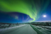 Moon and Aurora Over Richardson Highway Fine Art Print by Steven Miley