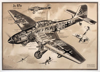 WWII German Junkers Ju 87D Fighter Plane Fine Art Print