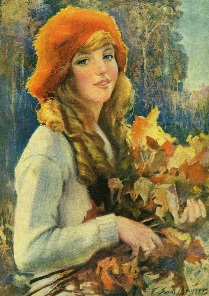 Girl With Autumn Leaves Fine Art Print by Sands Brunner