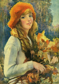 Girl With Autumn Leaves Fine Art Print by Sands Brunner