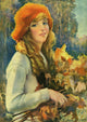 Girl With Autumn Leaves Fine Art Print by Sands Brunner