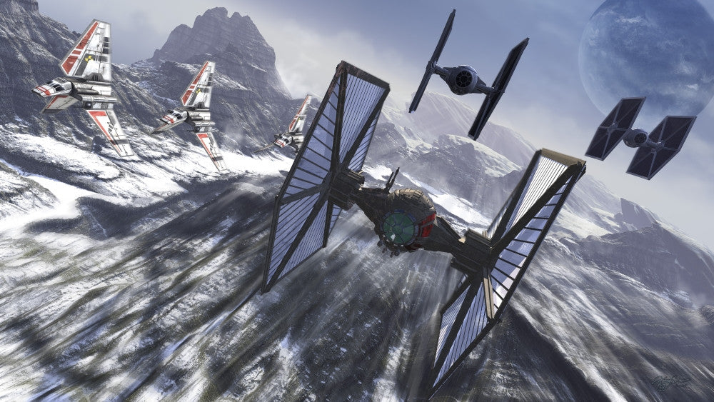 Star Wars TIE Fighters Patrol Over Arctic Landscape Fine Art Print