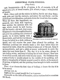 Christmas Plum Pudding Recipe Fine Art Print from 1861 Cookbook