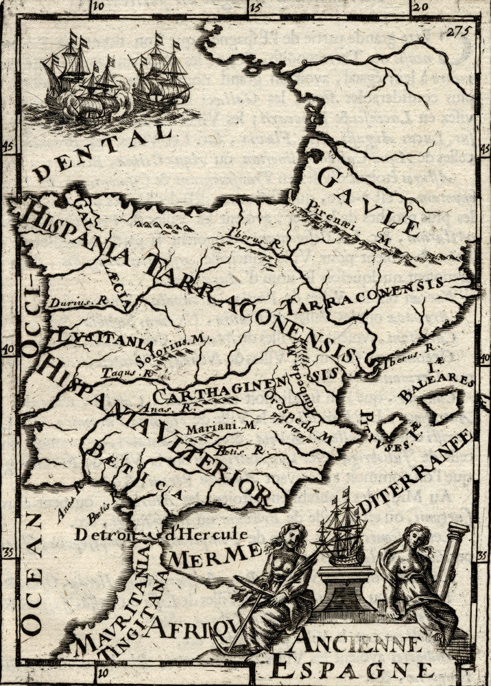 17th Century Map of Ancient Spain Fine Art Print by Ken Welsh