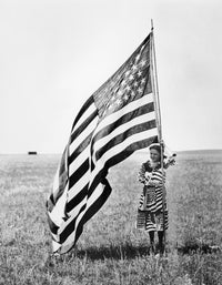 Wisconsin Patriotism Fine Art Print Featuring Young Woman with Flag
