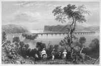 Columbia Bridge on the Susquehanna River Steel Engraving 1838 Fine Art Print by Granger Collection