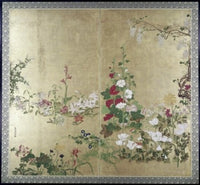 Folding Screen with Flowers Japanese Art Print - Fine Art Poster