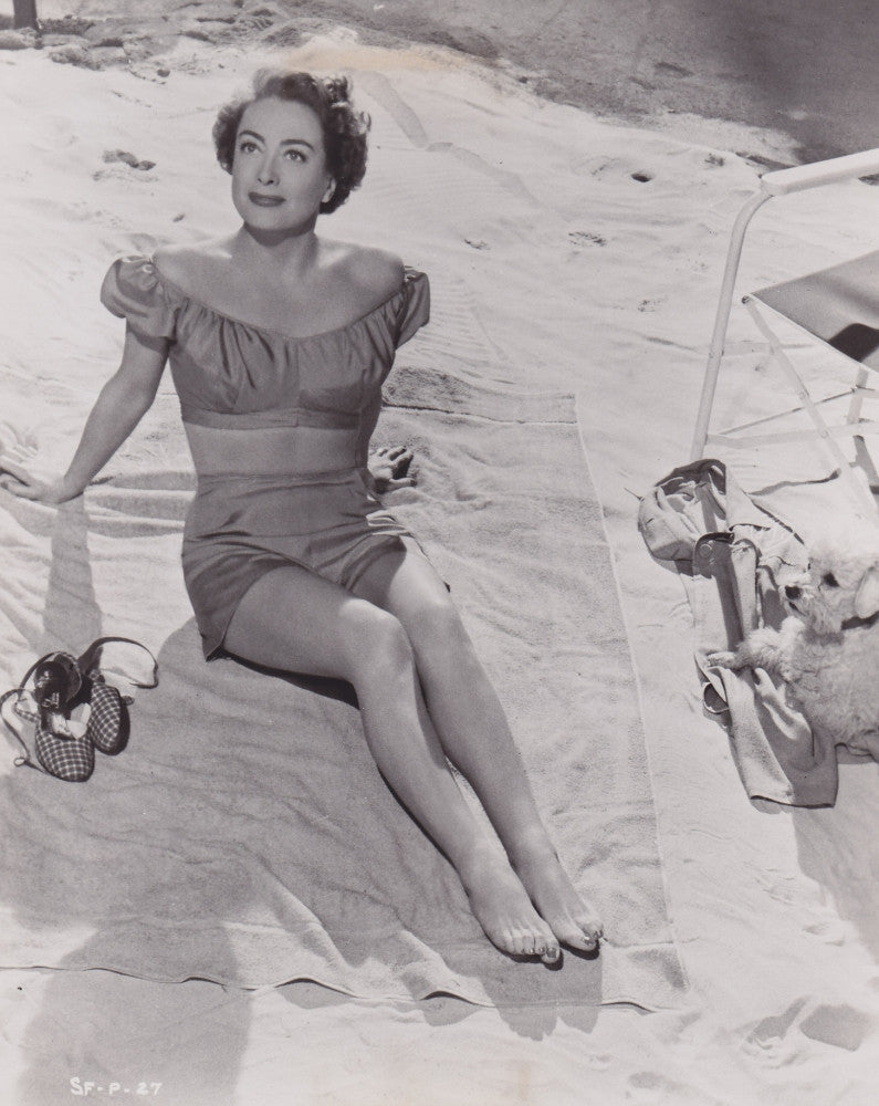 Joan Crawford Sitting on Beach Towel Photo Print