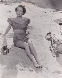 Joan Crawford Sitting on Beach Towel Photo Print