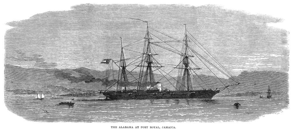 Jamaica: CSS Alabama Anchored at Port Royal, 1863 Wood Engraving Print