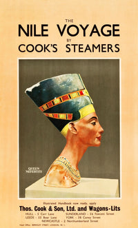 1930s Cook's Steamer Trips Nile River Poster Featuring Queen Nefertiti