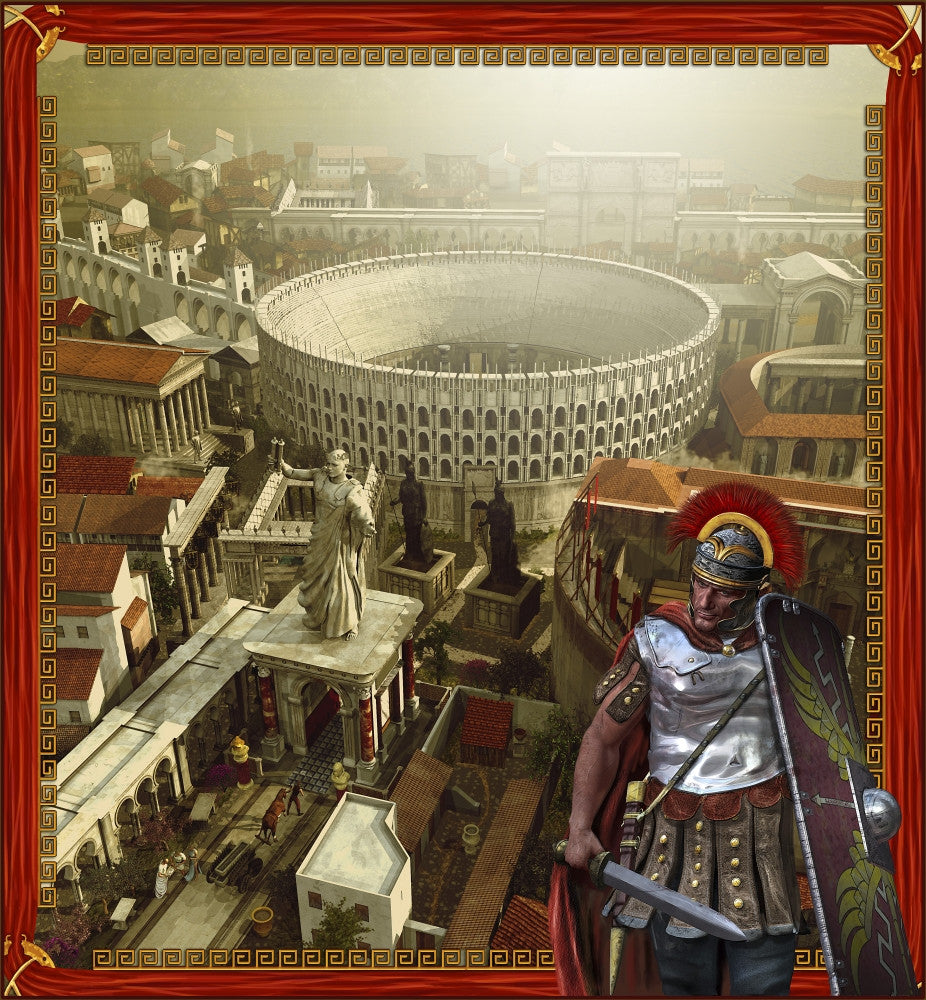 Roman Legionnaire Fine Art Print Featuring a Roman City and Coliseum