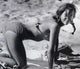 Jane Fonda Crawling on Beach Black and White Photo Print