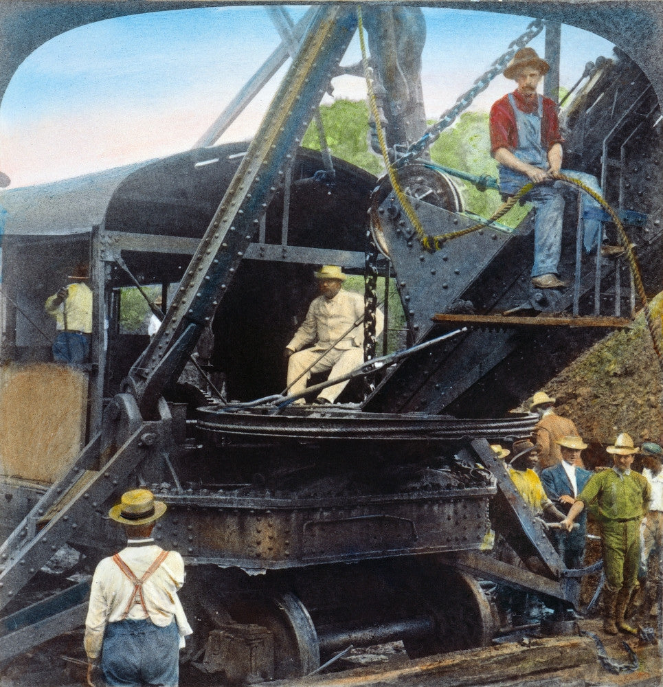 Theodore Roosevelt Operating a Steamshovel at Panama Canal - Fine Art Print
