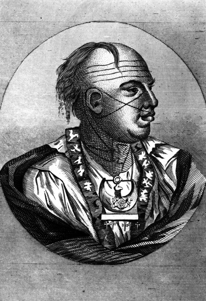 Cherokee Chief and Outacite Warrior Wood Engraving Print