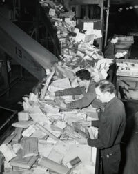 High Angle View of Postal Workers in New York City Post Office Fine Art Print