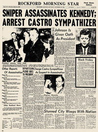 John F. Kennedy Assassination Announcement Poster Print by Granger Collection