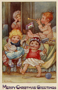 Children Playing With Their Christmas Presents Fine Art Print by Mary Evans Picture Library