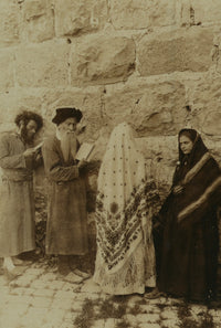 Wailing Wall Jerusalem Fine Art Print - Two Jewish Men and Women