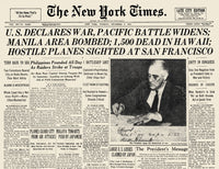 World War II: New York Times Front Page Print, December 1941