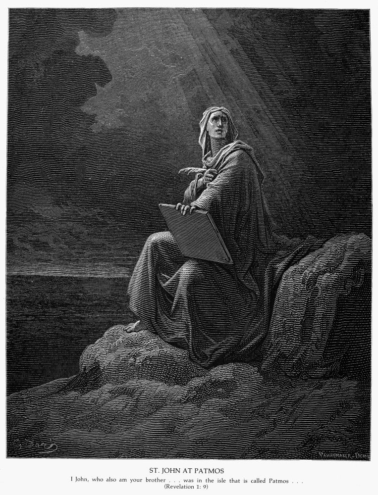 Saint John the Evangelist Wood Engraving Print - 19th Century Art