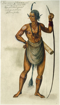 Algonquian Native American in Body Paint Fine Art Print by John White