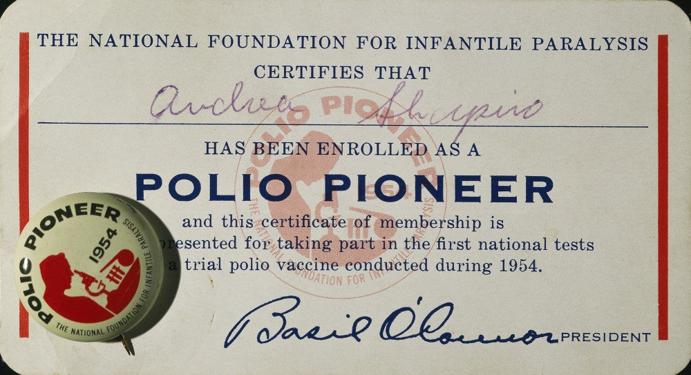 Polio Pioneer Certificate Print - 1954 Vaccine Trials