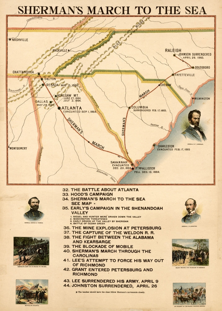 Civil War Sherman's March to the Sea Poster Print