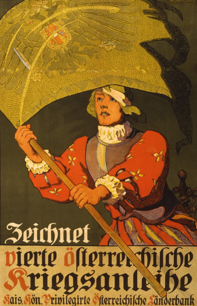 16th Century Soldier with Austro-Hungarian Flag Fine Art Print
