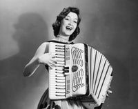 Young Woman Playing an Accordion Fine Art Print