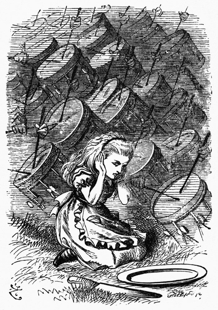 Carroll's Looking Glass: Alice Covering Her Ears Wood Engraving Print