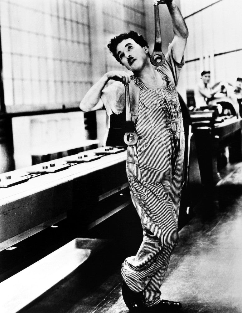 Charlie Chaplin in Modern Times Fine Art Print - Granger Collection