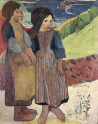 Two Breton Girls by Paul Gauguin Fine Art Print - 1889