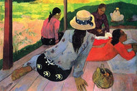 Tahitian Girls Rest on a Porch Fine Art Print by Paul Gauguin