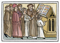 Medieval Choir Woodcut Print from Der Spiegel Des Menschlichen Lebens, 1479