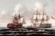 U.S.S. Constitution Defeats British Ship Guerriere - War of 1812 Fine Art Print by Thomas Birch