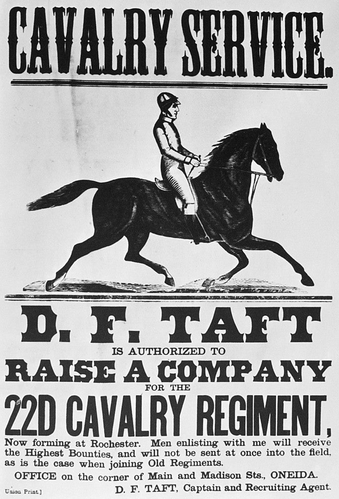 Civil War Recruitment Poster - 22nd Cavalry Regiment Print by Granger Collection