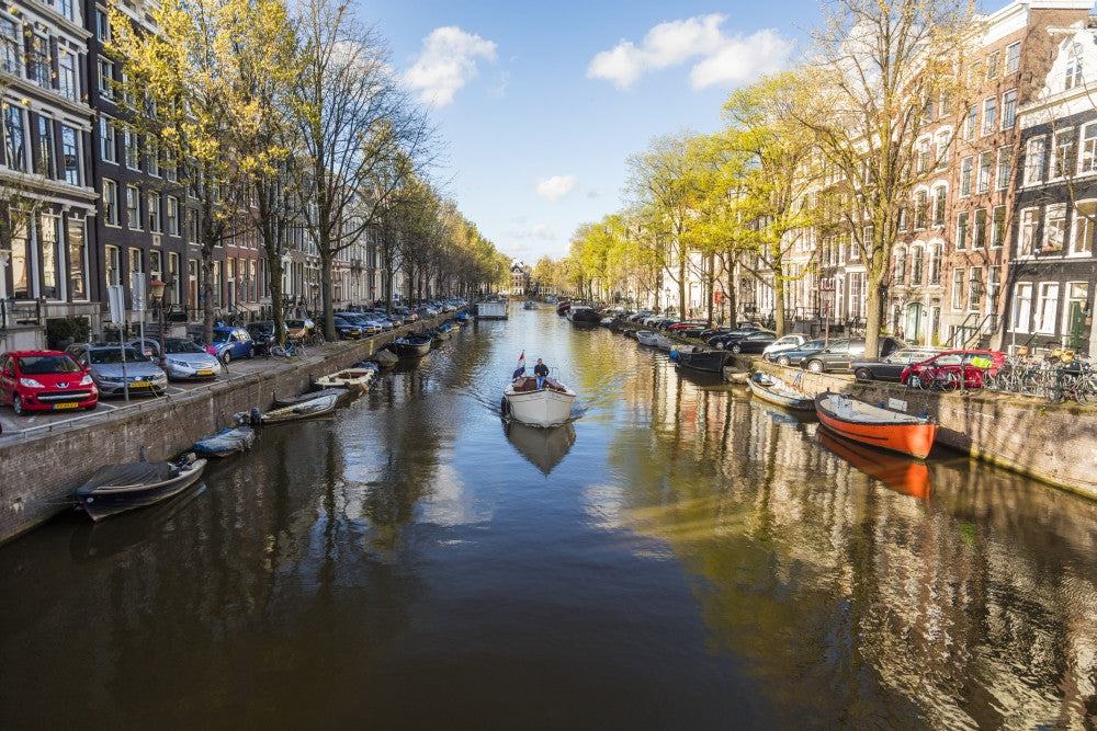 Canal in Central Amsterdam Fine Art Print by Peter Adams