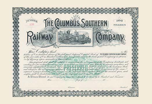 Historical Stock Certificate Fine Art Print - Vintage Design