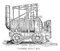 Puffing Billy Steam Locomotive Engraving - Fine Art Print