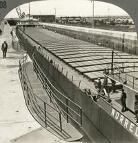 Michigan Soo Locks Stereograph Fine Art Print - Large Iron Ore Ship